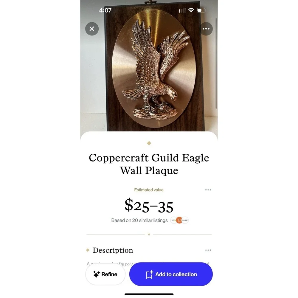 VINTAGE A&F Coppercraft Guild Eagle Wall Hanging Plaque Wildlife Decor Cabin